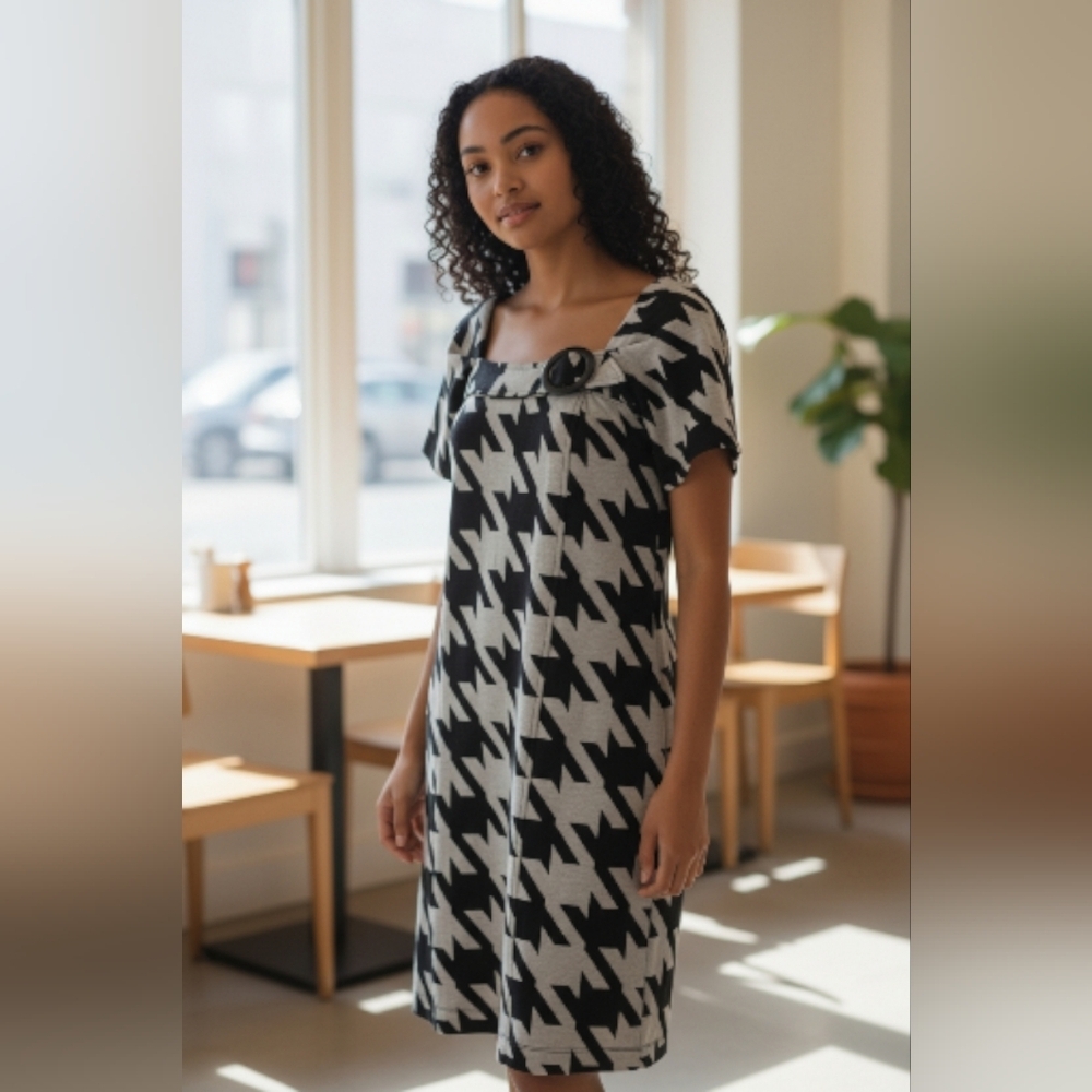 Rabbit Rabbit Rabbit Monochrome Zigzag Dress